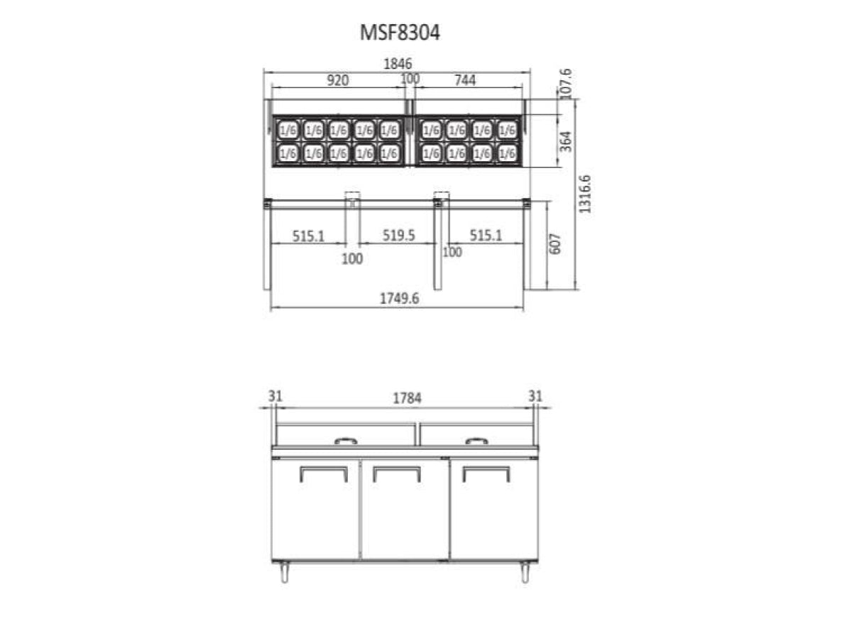 SANDWICH PREPARATION CHILLER 3 DOOR - MSF8304